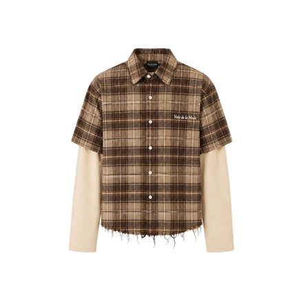 Off white x Mocha Double-layered plaid shirt